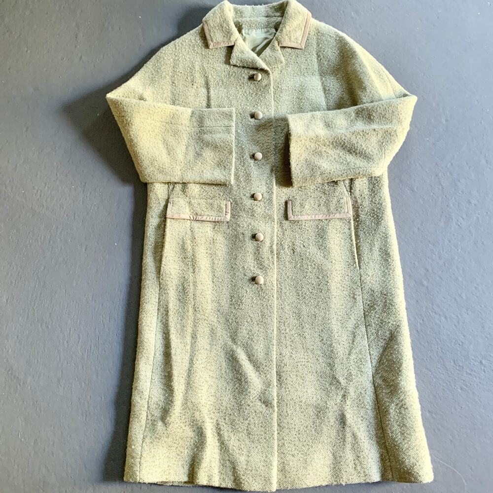 Vtg 1960s Sycamore Wool Coat Soft Green Mid Century Modern